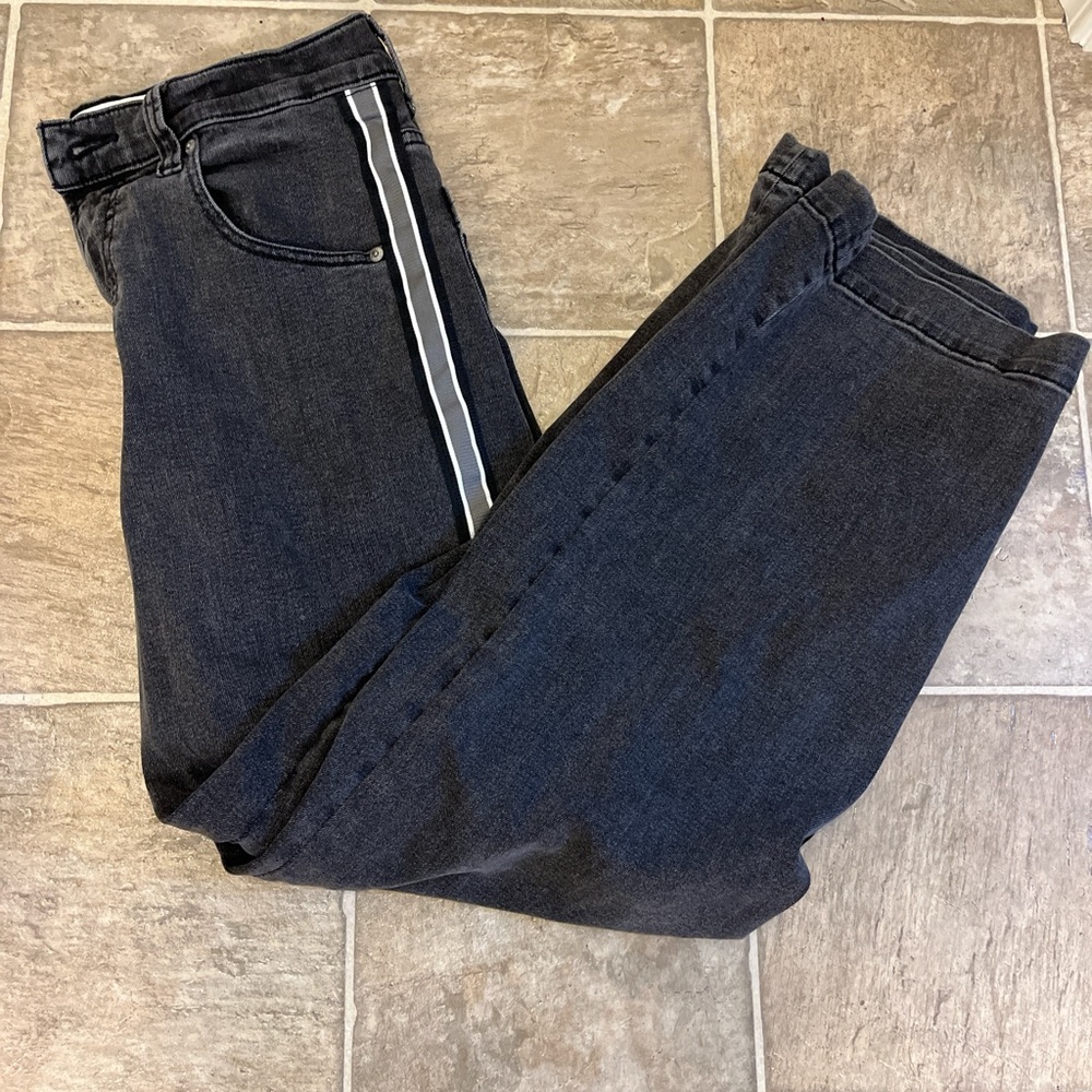 Hollister Men's Relaxed Black Jeans with Side Stripe